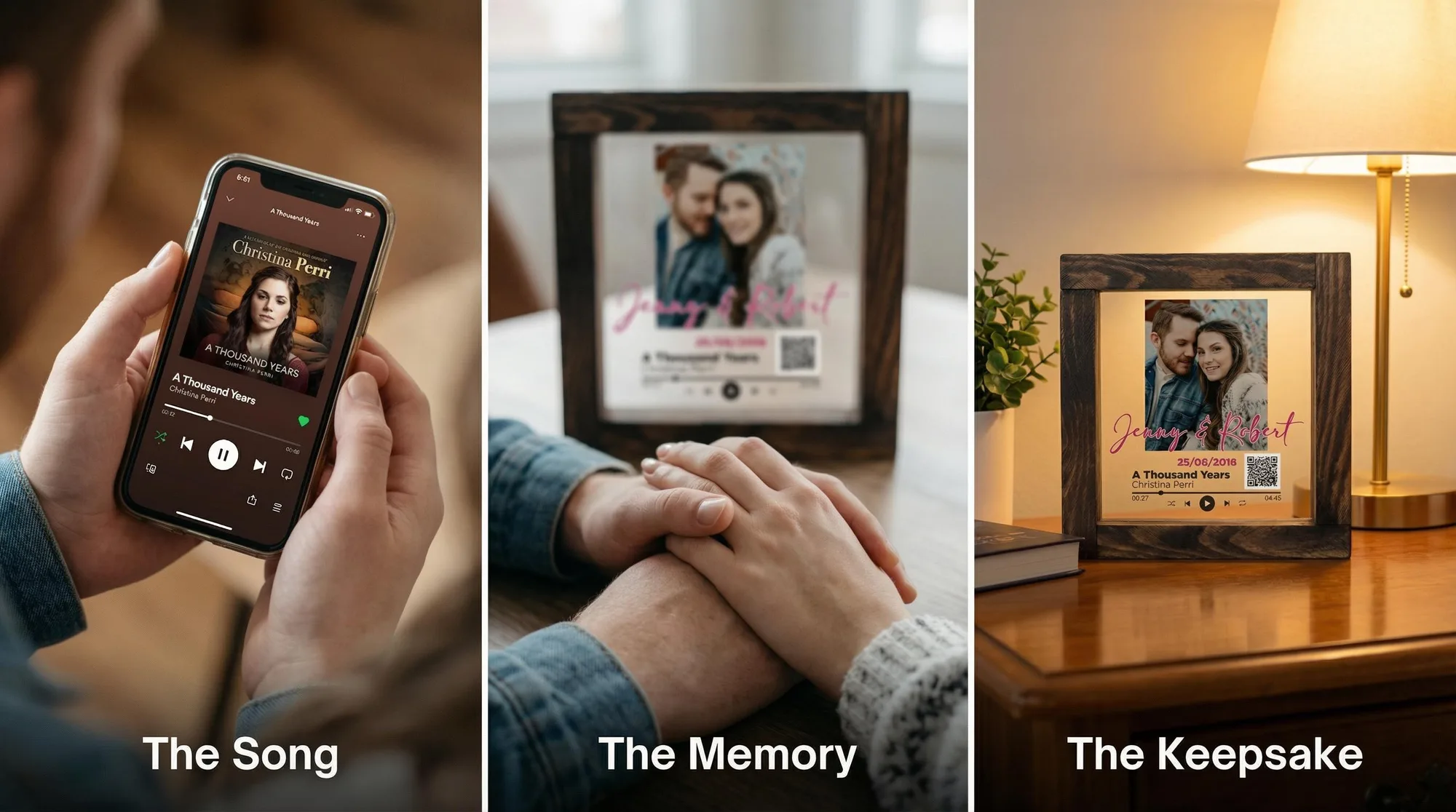 Romantic Song Plaque • Personalized Music Gift for Boyfriend Girlfriend Wife Husband, Custom Love Song Photo Frame