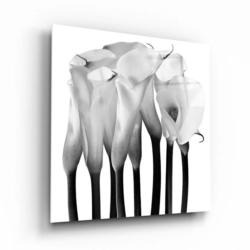 Minimal Elephant Family Square Glass Wall Art, front angled view