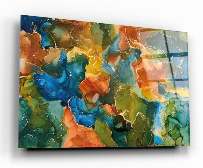 Multicolor Marble Flow Tempered Glass Wall Art, primary product view, model GA1683