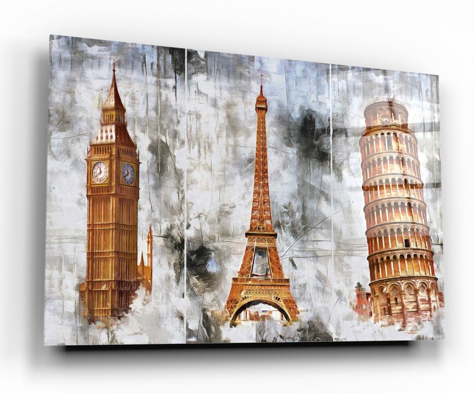 Multicolor Contemporary Decorative Art Tempered Glass Wall Art, primary product view, model GA1015