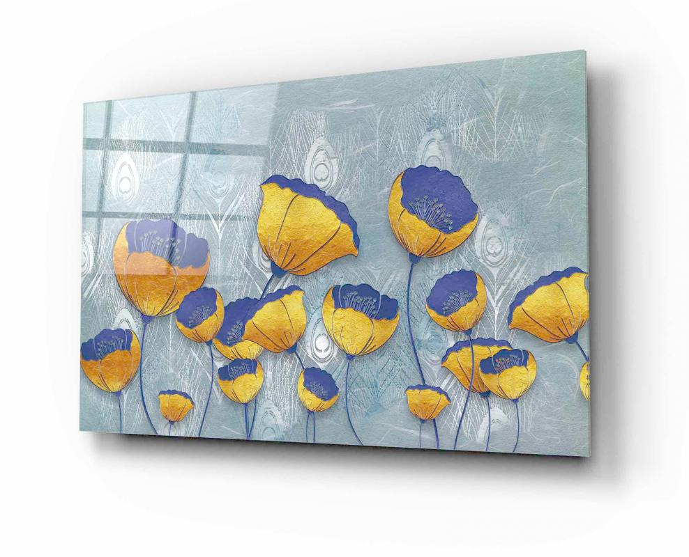 Colorful Floral Composition Tempered Glass Wall Art, primary product view, model 0GA0370