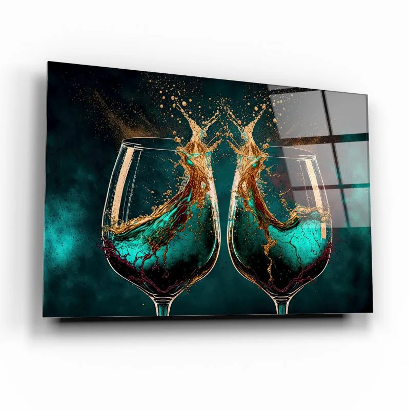 Emerald Green Contemporary Decorative Art Tempered Glass Wall Art, primary product view, model GA3017
