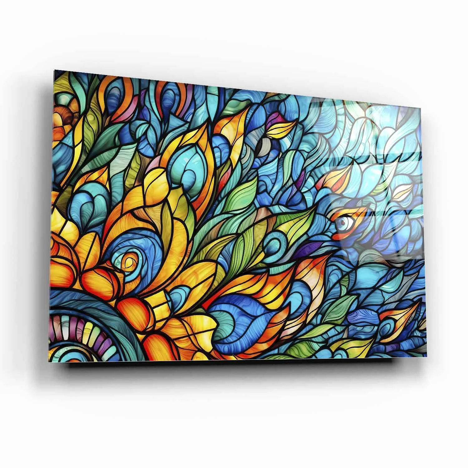 Colorful Lunar Scene Tempered Glass Wall Art, primary product view, model GA3170
