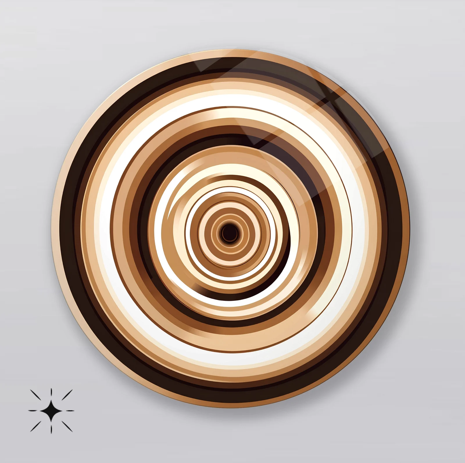 Cocoa Cream Concentric Round Glass Wall Art featuring layered brown and ivory rings creating a warm graphic target