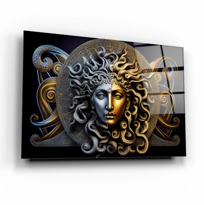 Multicolor Medusa Portrait Tempered Glass Wall Art, primary product view, model GA3005