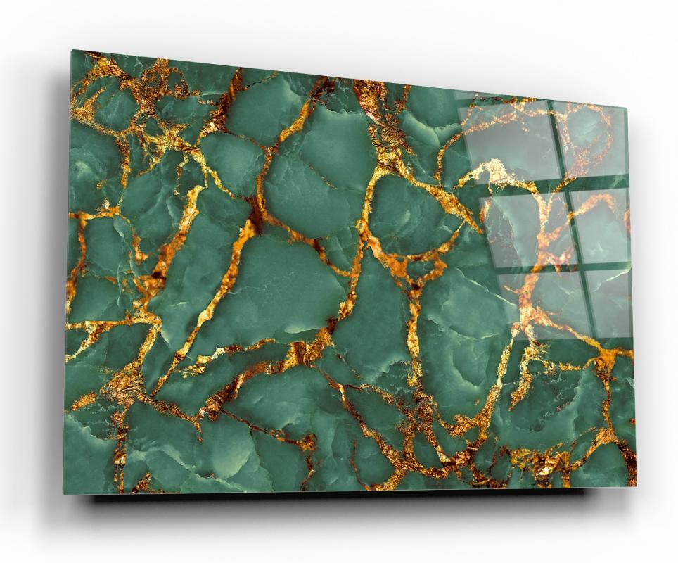 Emerald Green Marble Flow Tempered Glass Wall Art, primary product view, model GA1107