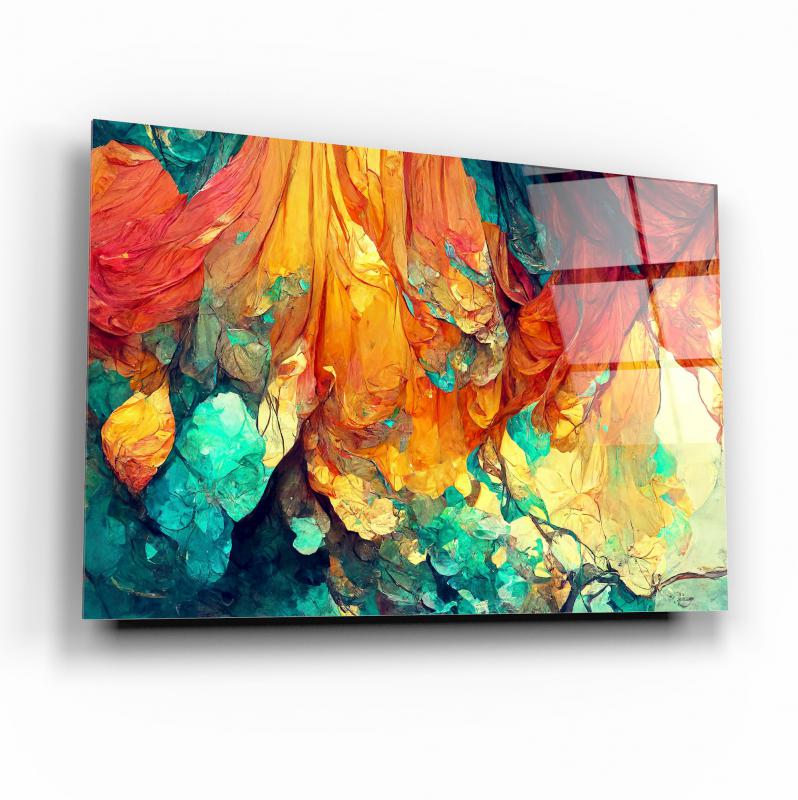 Multicolor Modern Abstract Composition Tempered Glass Wall Art, primary product view, model 0GA0335
