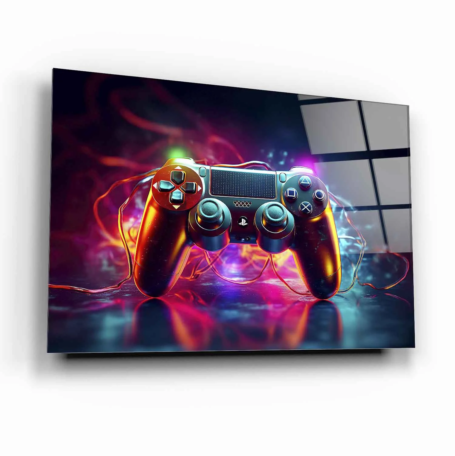 Purple Gaming Controller Tempered Glass Wall Art, primary product view, model GA3175