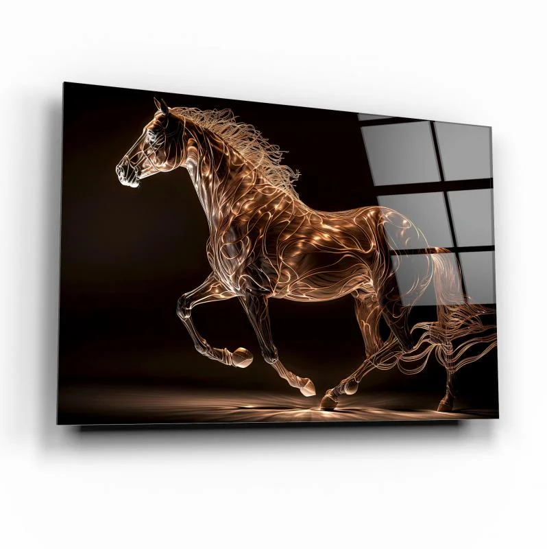 Warm Red Horse Portrait Tempered Glass Wall Art, primary product view, model GA3002