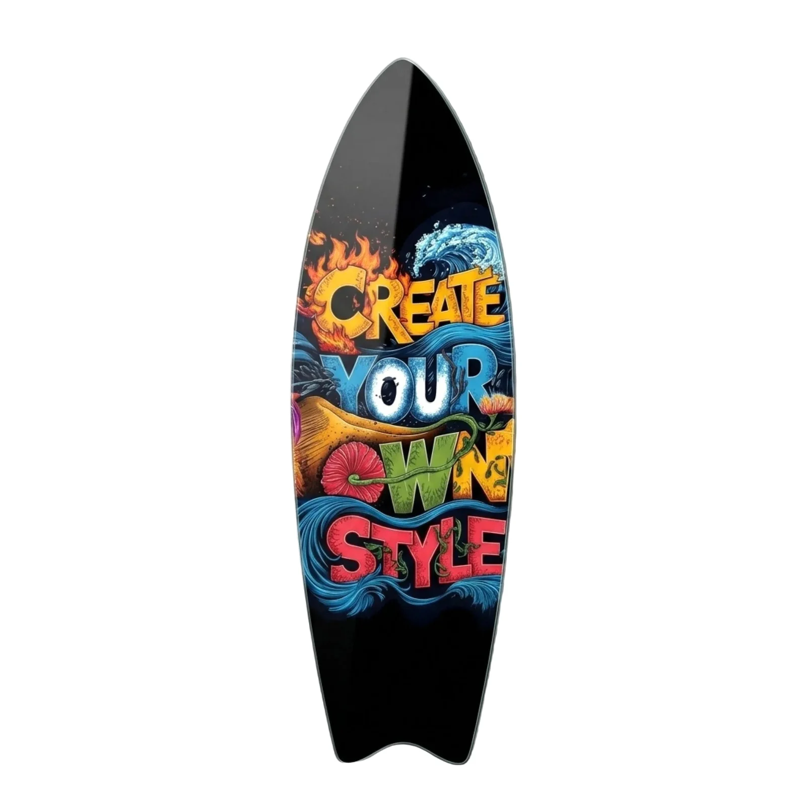 Create Your Own Style Surfboard Glass Wall Art, front product view on a neutral background