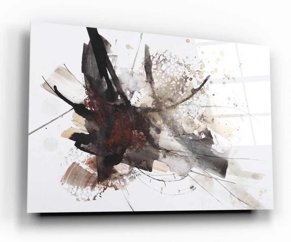 Monochrome Modern Abstract Composition Tempered Glass Wall Art, primary product view, model GA1055