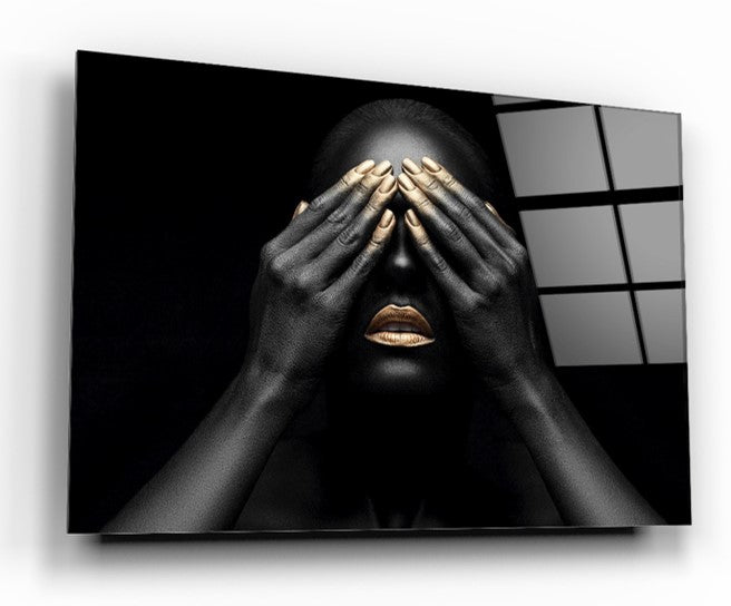 Monochrome Modern Woman Portrait Tempered Glass Wall Art, primary product view, model GA1997