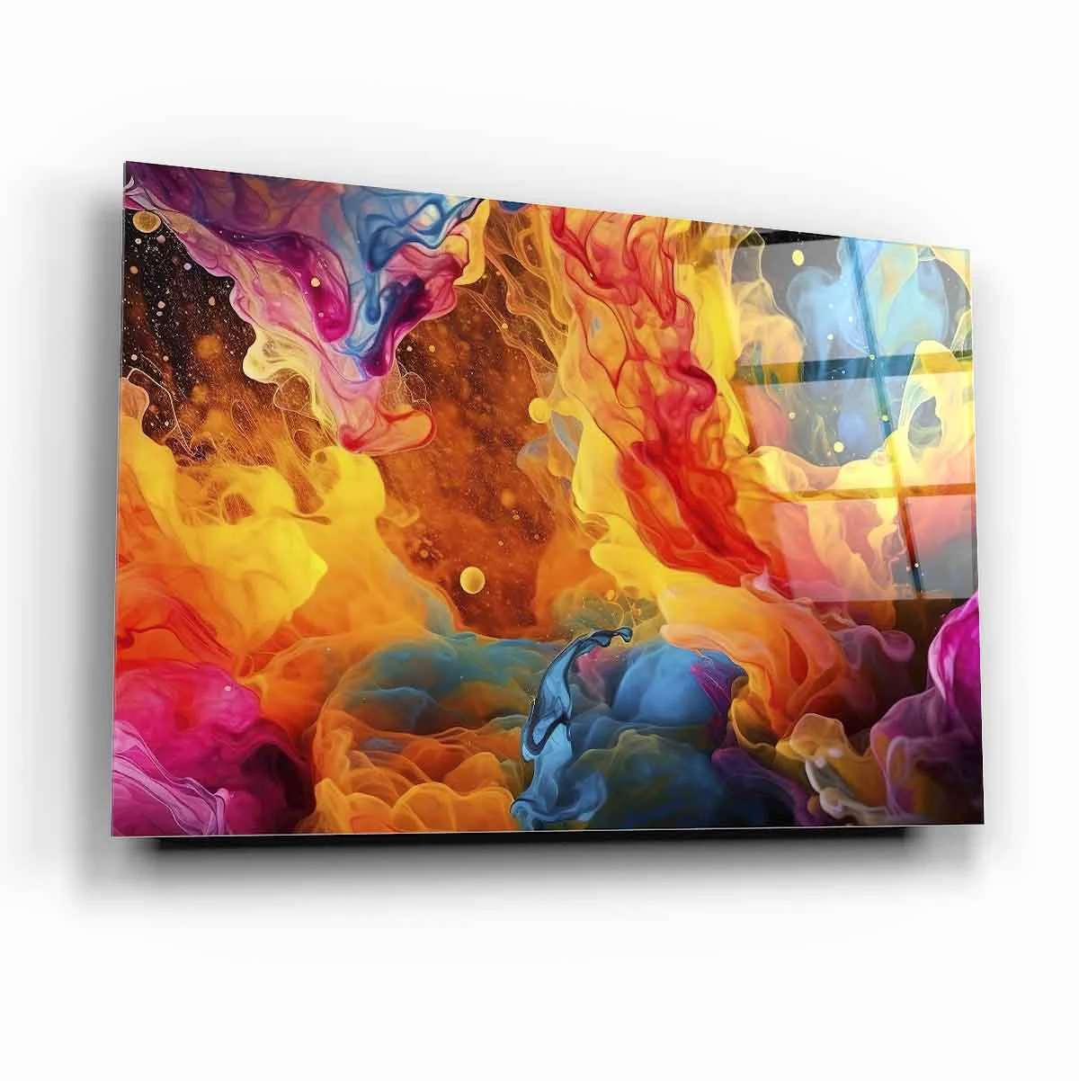 Colorful Smoky Color Abstraction Tempered Glass Wall Art, primary product view, model GA3105