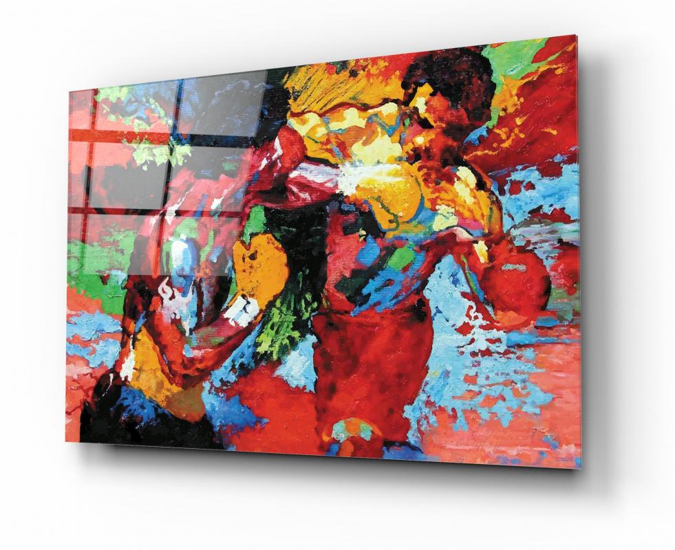 Warm Red Contemporary Decorative Art Tempered Glass Wall Art, primary product view, model GA0822