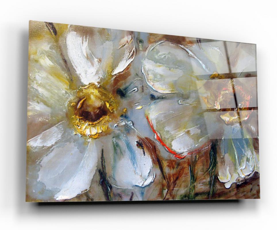 Gold Floral Composition Tempered Glass Wall Art, primary product view, model GA1076
