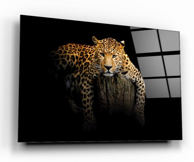 Multicolor Powerful Leopard Tempered Glass Wall Art, primary product view, model GA1688
