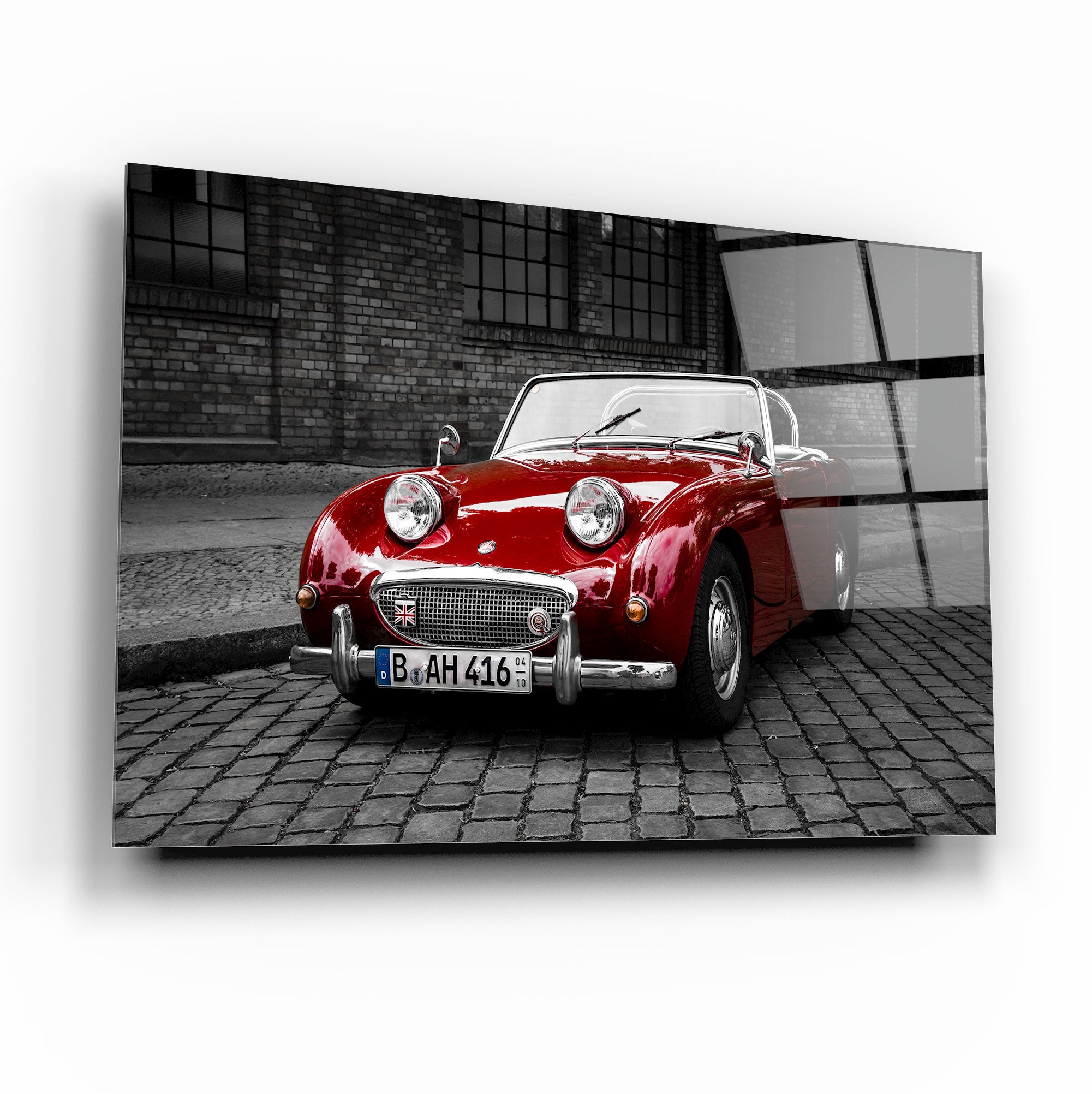 Monochrome Automotive Scene Tempered Glass Wall Art, primary product view, model GA1704