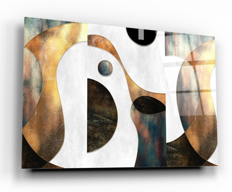 Multicolor Modern Abstract Composition Tempered Glass Wall Art, primary product view, model GA1039