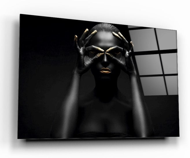 Monochrome Modern Woman Portrait Tempered Glass Wall Art, primary product view, model GA1999