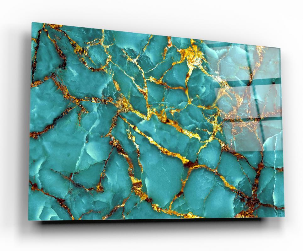 Emerald Green Marble Flow Tempered Glass Wall Art, primary product view, model GA1108