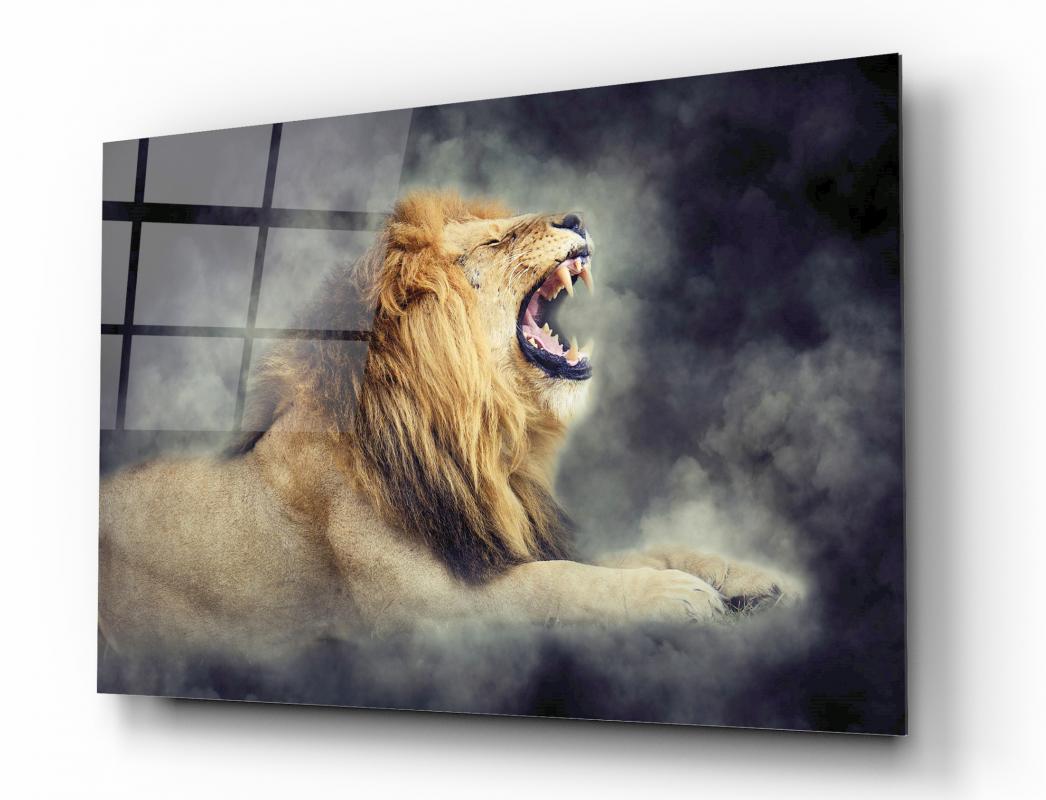 Multicolor Majestic Lion Tempered Glass Wall Art, primary product view, model GA0855
