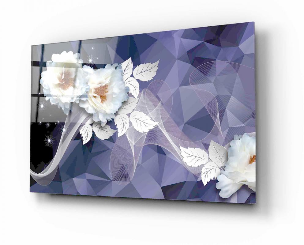 Colorful Floral Composition Tempered Glass Wall Art, primary product view, model 0GA0371
