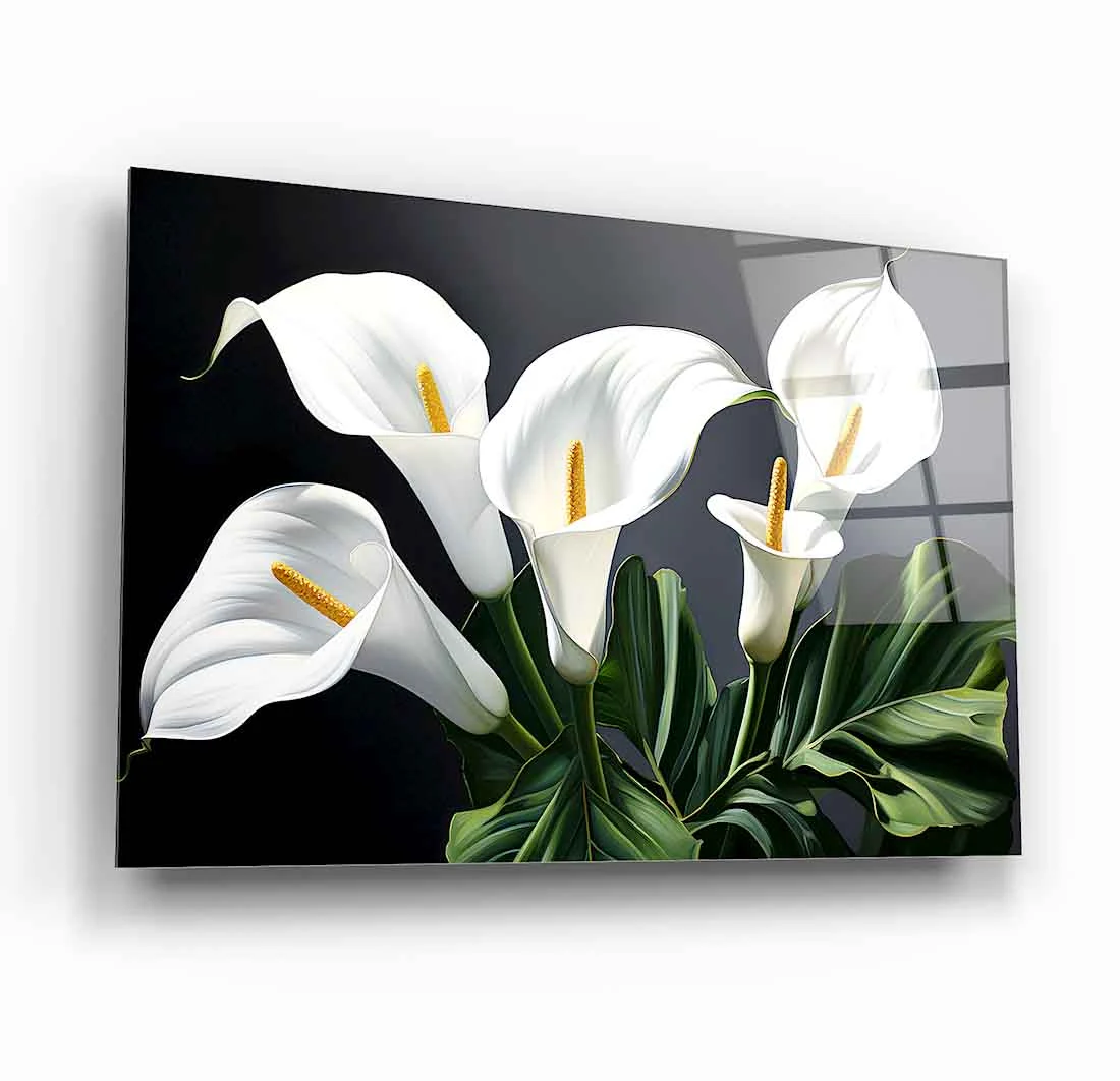 White Calla Lilies Tempered Glass Wall Art, primary product view, model GLS1281