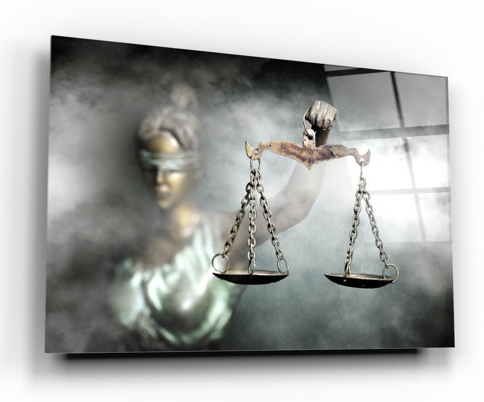 Monochrome Lady Justice Tempered Glass Wall Art, primary product view, model GA1027