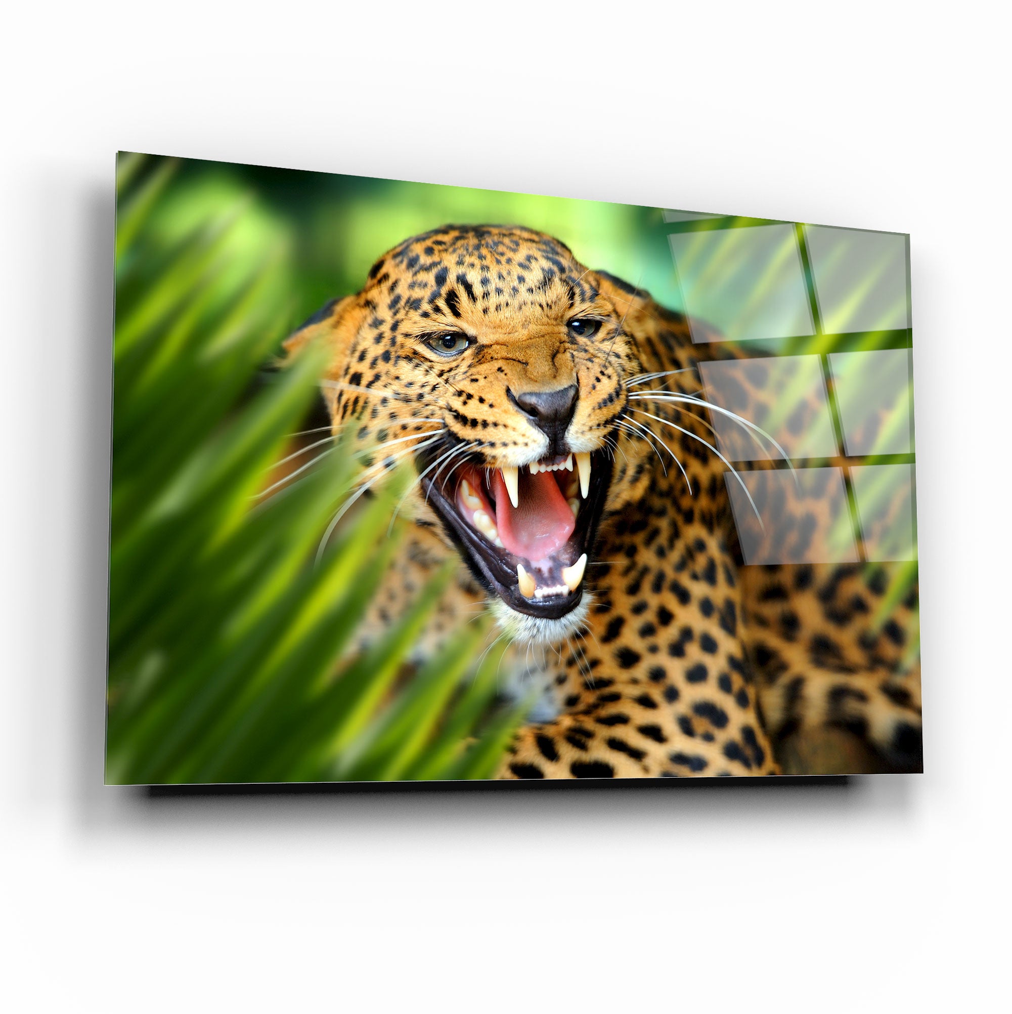 Multicolor Powerful Leopard Tempered Glass Wall Art, primary product view, model GA1695