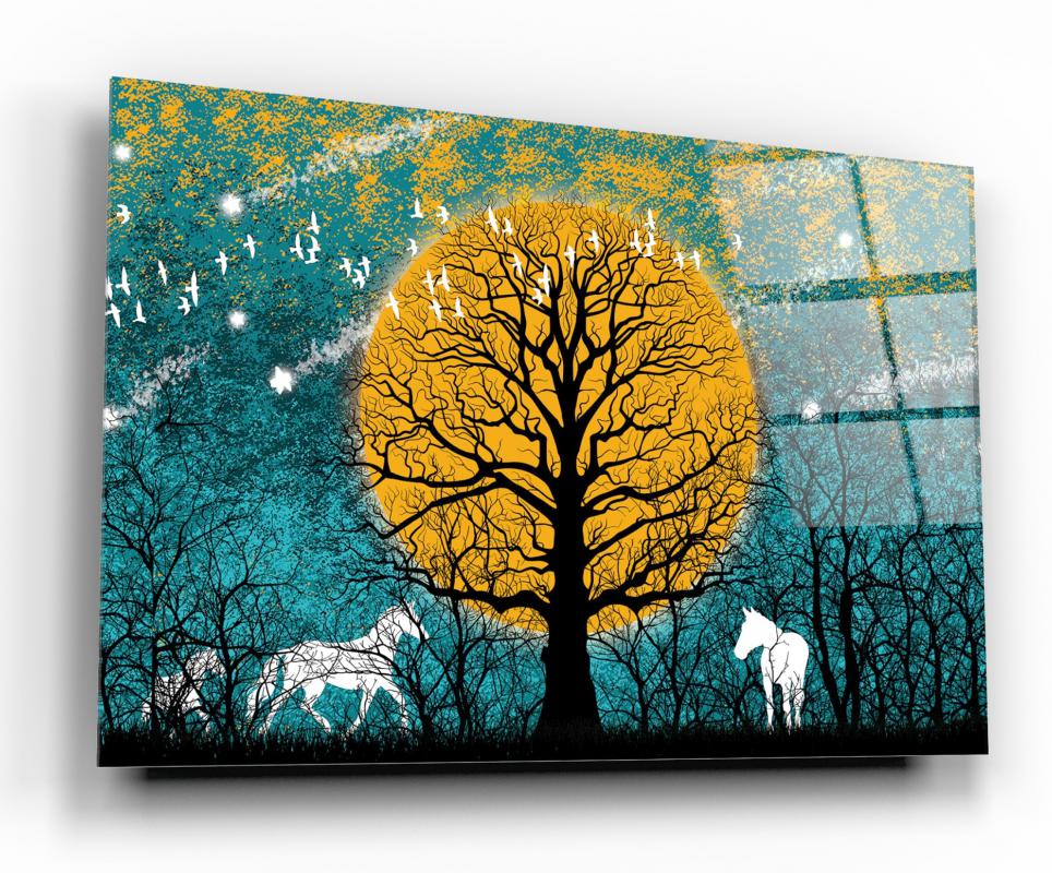 Emerald Green Forest Landscape Tempered Glass Wall Art, primary product view, model GA1036
