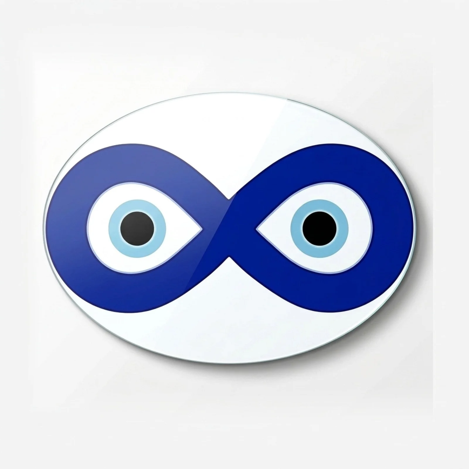 Infinity Evil Eye Horizontal Oval Glass Wall Art, front product view on a neutral background